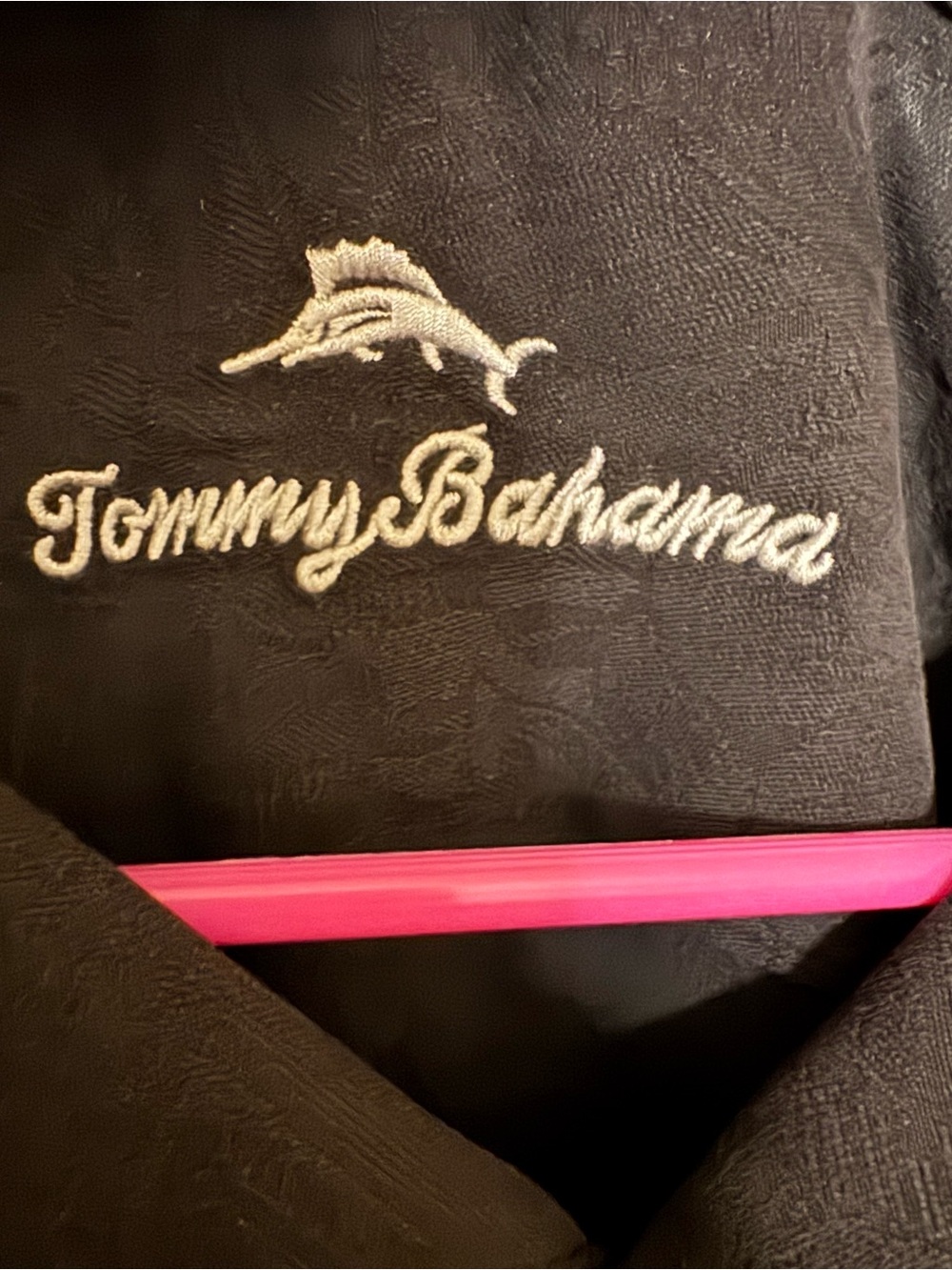 Tommy Bahama Men's Black Short-Sleeve Camp Shirt w/Palm Tree Pattern - Picture 3 of 7